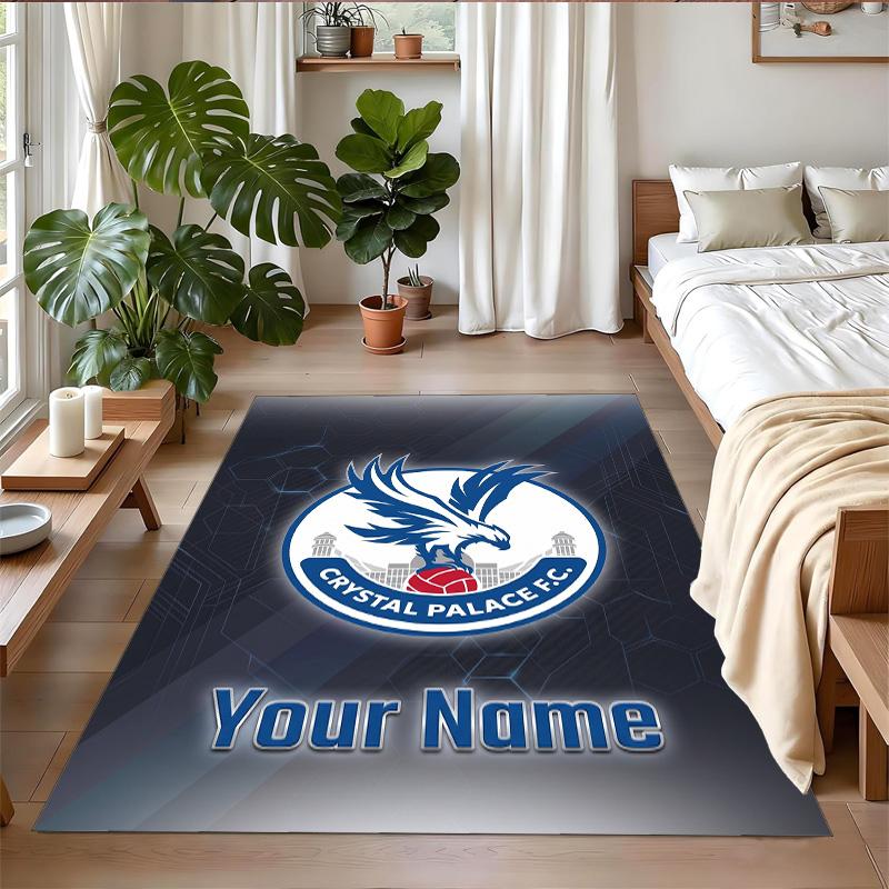 Crystal Velvet Rug Custom Name Text, Soft Non Slip Floor Mat Home DecorCrystal Palace