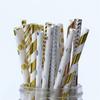 25pcs Metallic Gold heart star Foil Stripe Paper Straws Silver chevron Wedding Party Decor