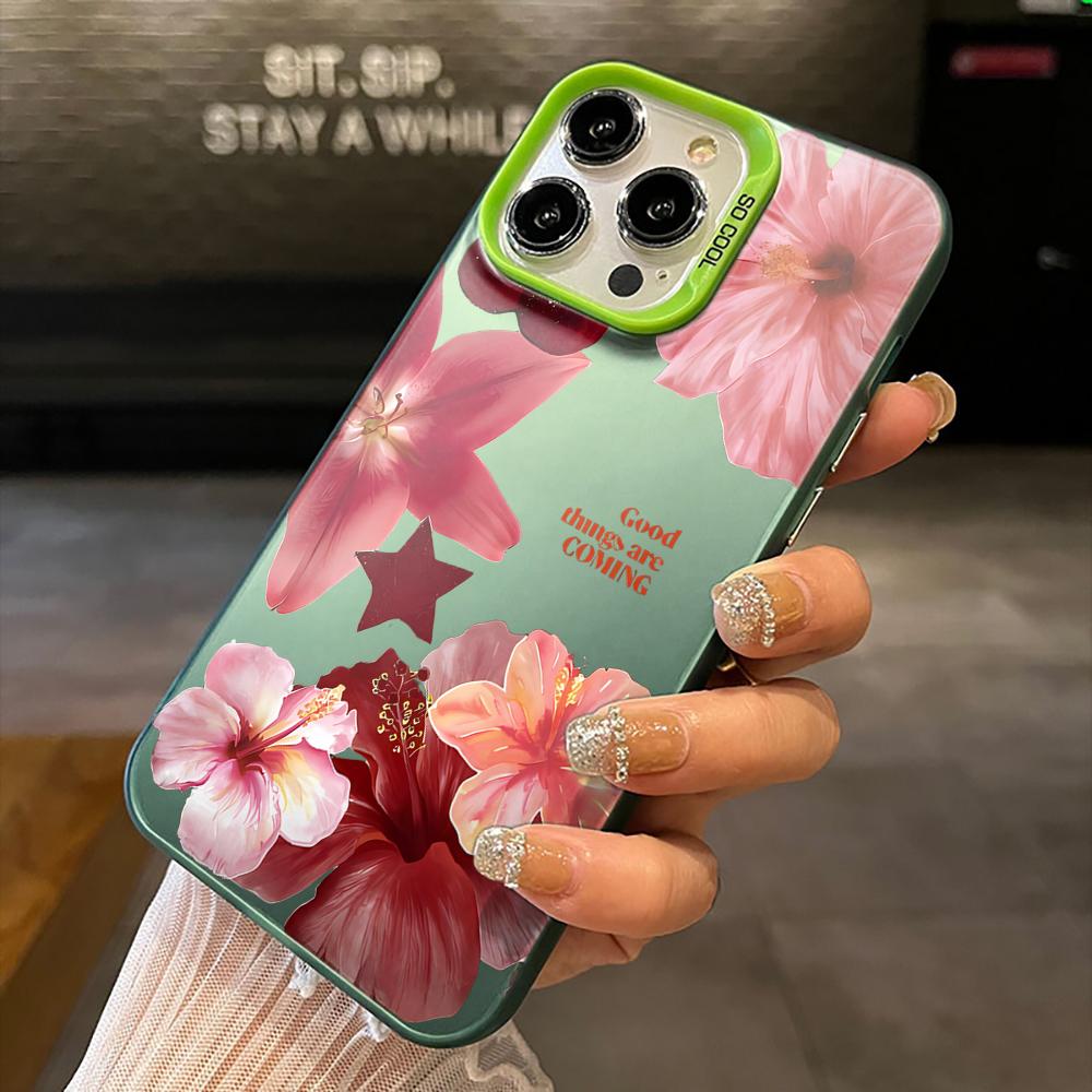 Модный Чехол Для Телефона С Принтом Цветов Вишни IMD Для iPhone 16 Pro 15 14 13 12 11 17 Pro Max 7 8 Plus XS 16E Ударопрочный Жесткий ПК Funda