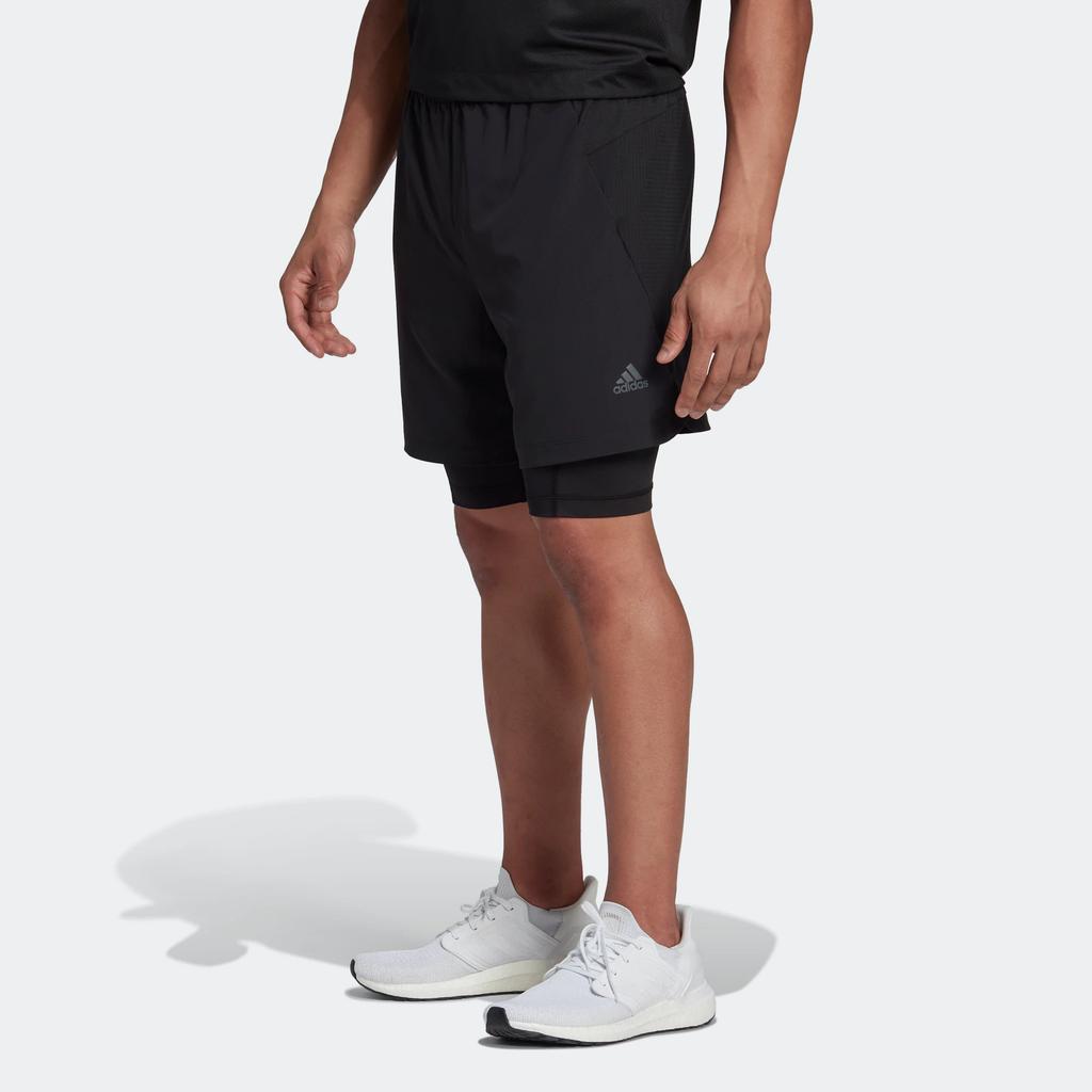 adidas Мужские компрессионные шорты «два в одном» с эластичной резинкой на талии, черные HR3772