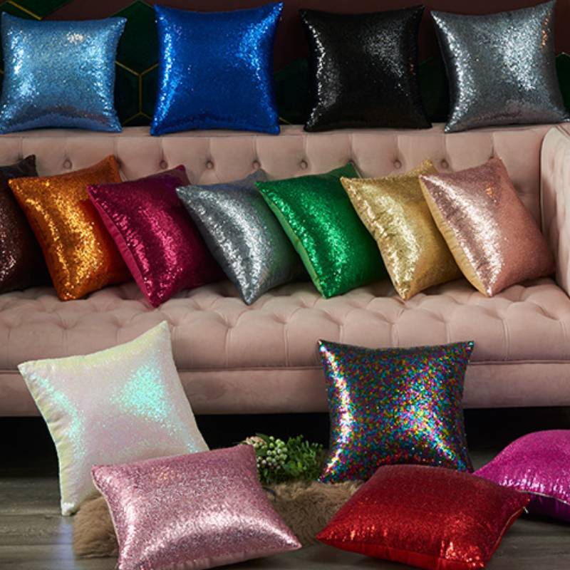 40x40cm Sequin Pillow Cover With Solid Color Design For Bedroom And Living Room