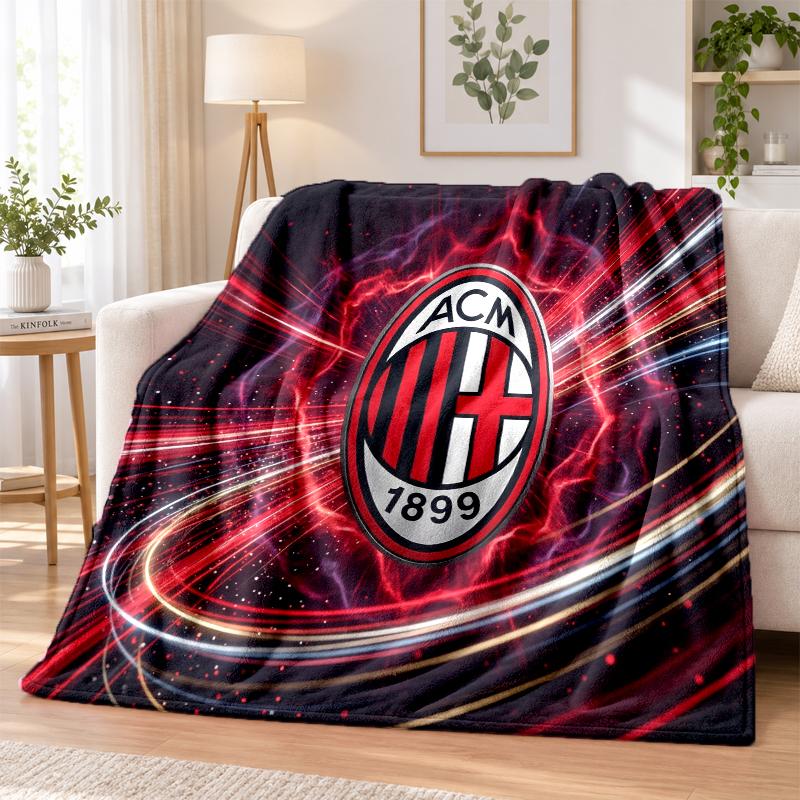 AC Milan Printed Flannel Blanket Warm Comfort Bed Throw For Indoor Home Decoration