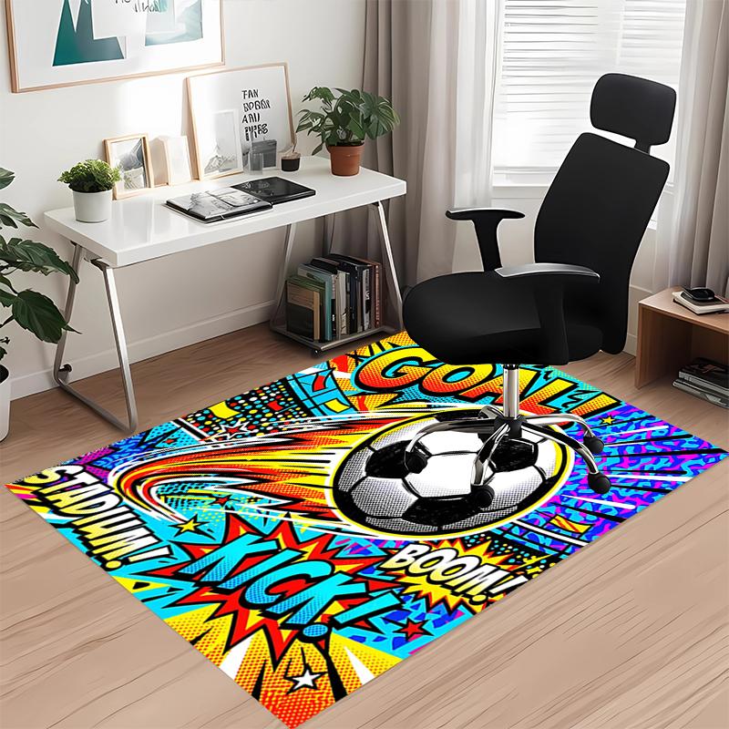 Soccer Printed Carpet, for Office Chair Living Room Bedroom Kitchen Room Decor Gifts.