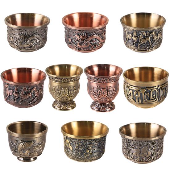 Чашка Yousheng Teacup противоскользящая компактного размера из цинкового сплава с эстетическим рельефным узором для ликера для банкета