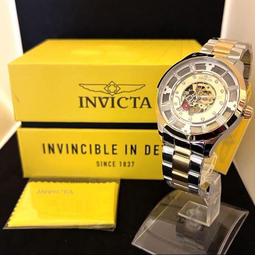 Б/у [Disney] INVICTA/Disney/Микки Маус/Мужские часы/Для мужчин/Золотой. Серебристый цвет/Стильный Автоматический завод