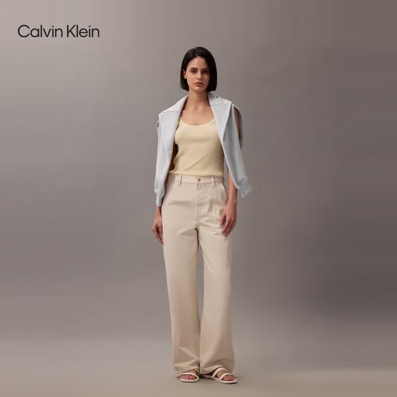 Calvin Klein Женская футболка-майка в рубчик с U-образным вырезом на спине