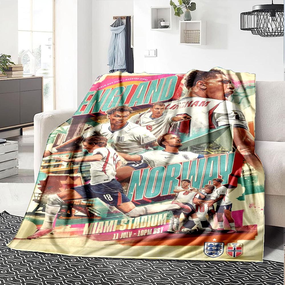 England Vs Norway Football Match Poster Print Fleece Blanket Soft Warm Throw Blanket Sofa Couch Bed Home Decor For Soccer Fans