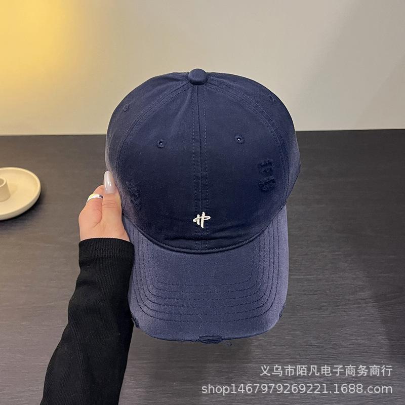 Spring new letter embroidered yellow baseball cap female simple versatile face small soft top cap