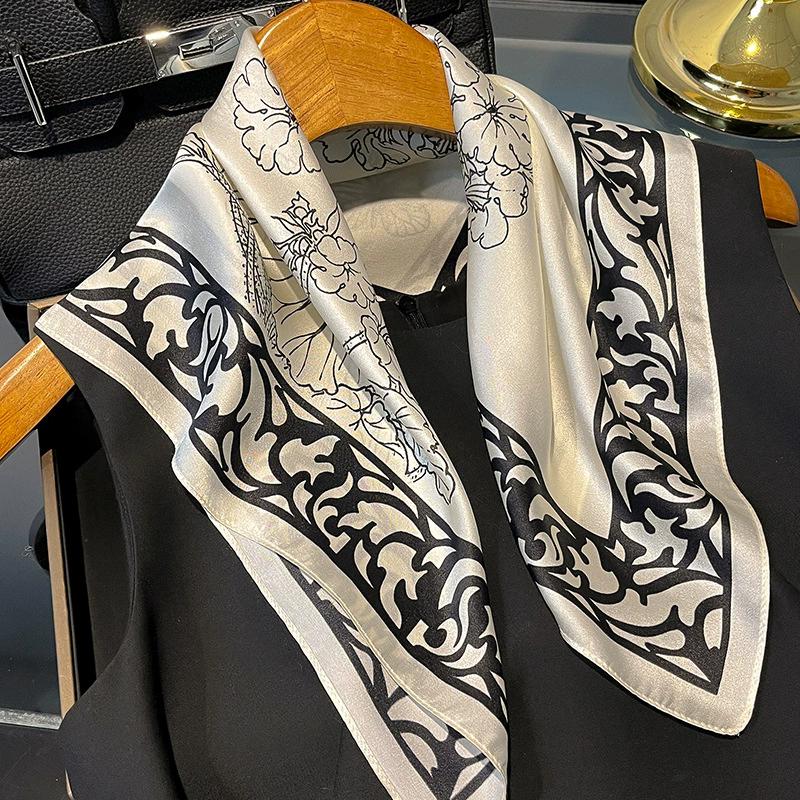New 100% Natural Real Silk Scarf Women Bandana Square Scarves Wrap Kerchief Mulberry Fashion Luxury High Quality Hijab For Lady