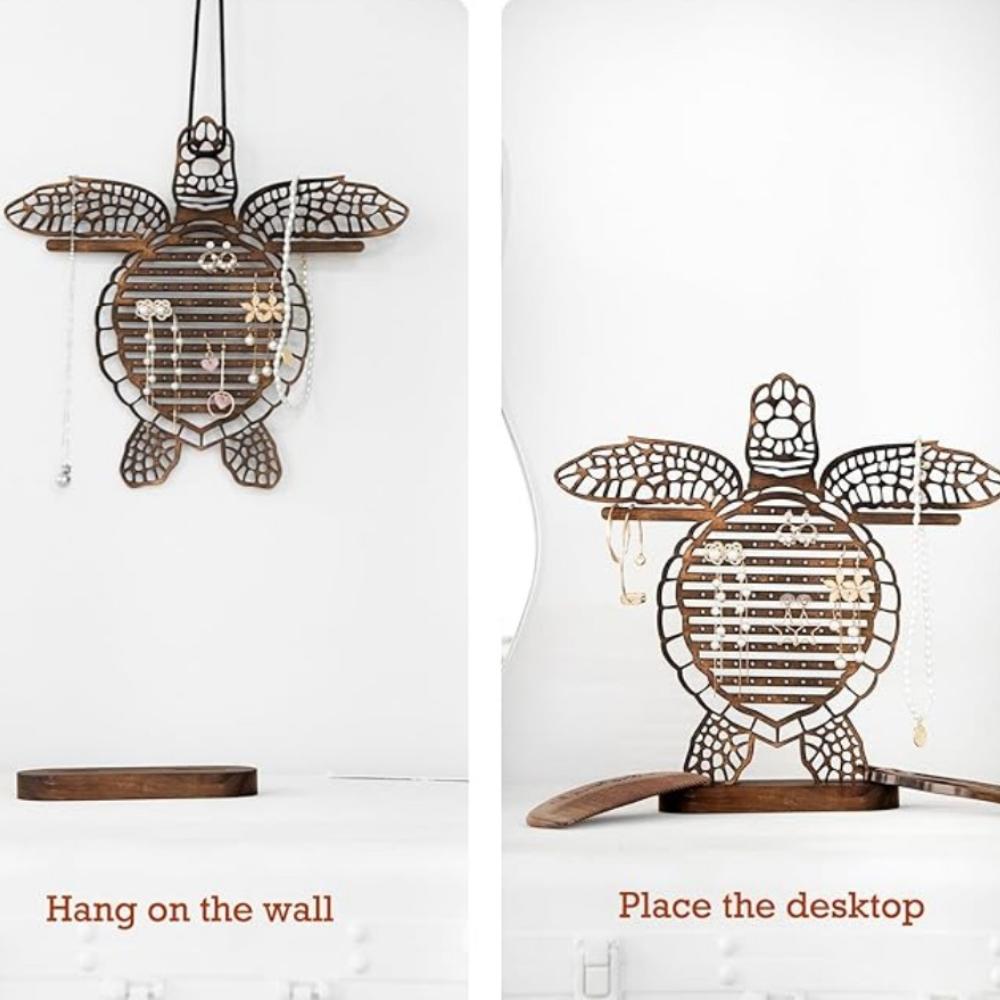 Подставка-органайзер для ювелирных изделий - Уникальный дизайн в виде черепахи для сережек, ожерелий и браслетов - Крепится на стену - Отличная идея для подарка - Милый домашний декор