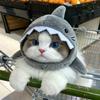 Наряды для котят Регулируемый шлем-акула для кошки Теплая плюшевая мультяшная шапка для питомца Косплей Головной убор Милая мягкая теплая шапка для кошки Косплей Вечеринка