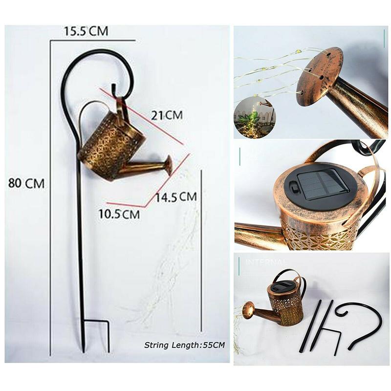 Легкий металлический чайник на солнечной энергии, кованая лампа на солнечной энергии, выдолбленная лампа, светлячок, светильник, садовые принадлежности