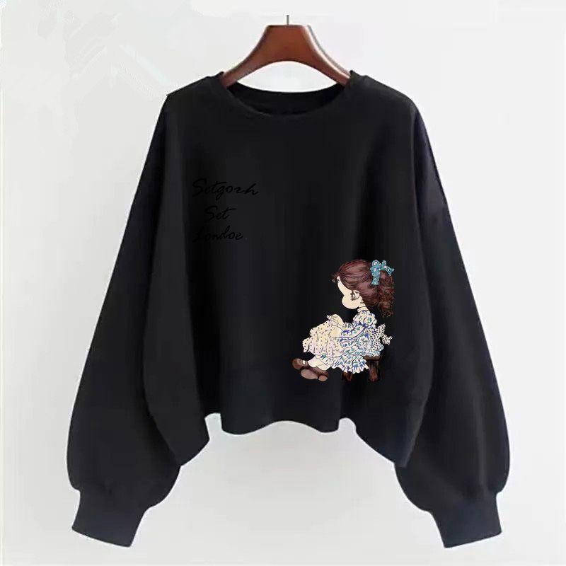 Фиолетовая хлопковая толстовка с капюшоном женская на весну и осень с длинными рукавами, корейская версия, с круглым вырезом, свободная, свободная, сентябрьский школьный сезон, ранняя осень, женская одежда