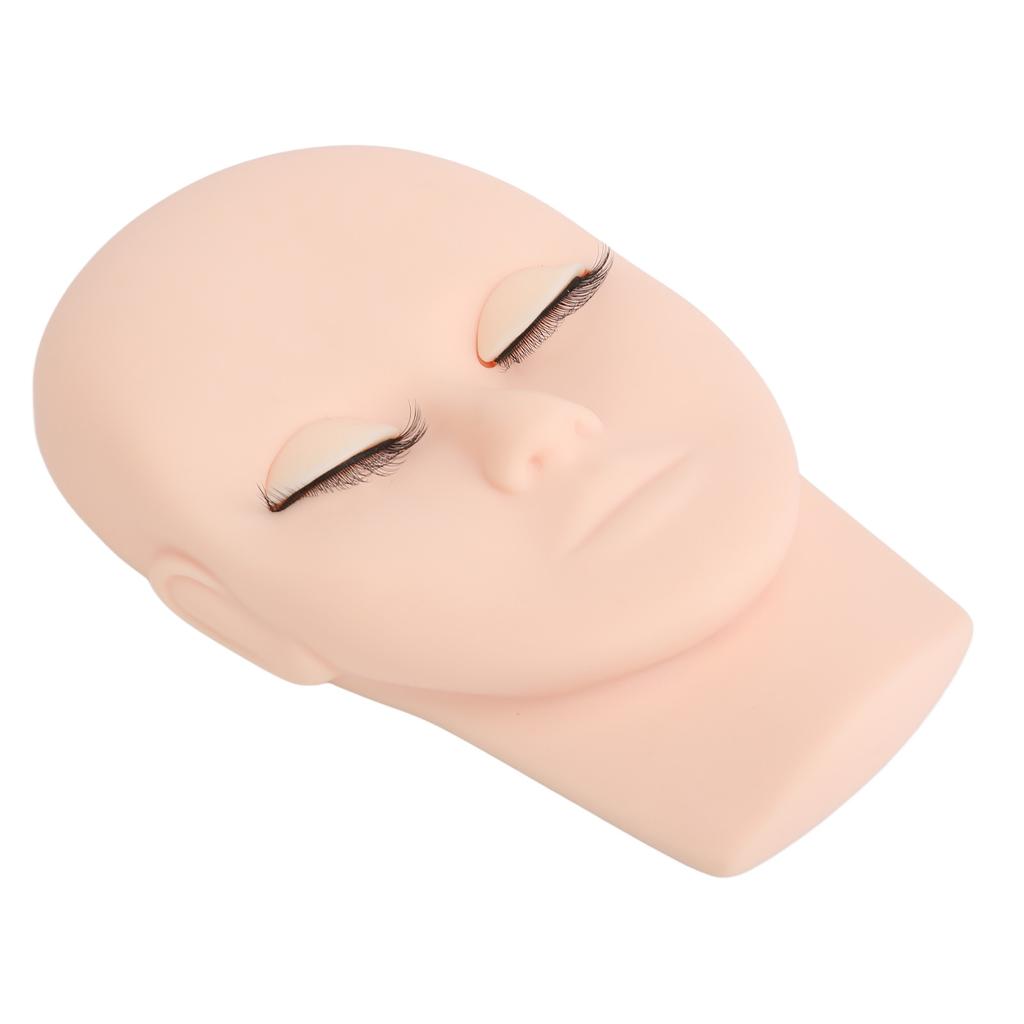 Lash Mannequin Head Makeup Eyelash Extension Practice Doll Head with 3 Pairs Removable Eyelids Double Layer Lashes