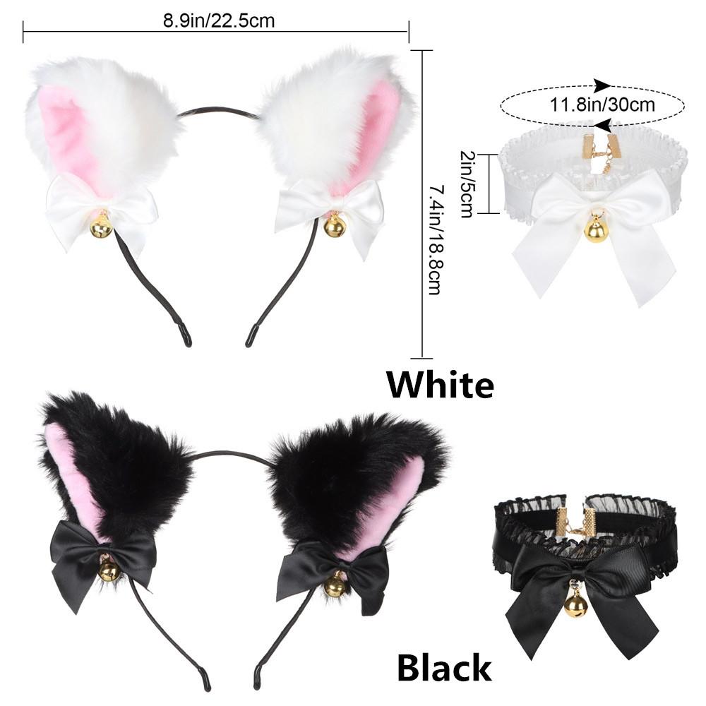 2 шт., женский, для девочек, макияж с колокольчиками, карнавальный ободок для волос, косплей, головной убор, кошачьи ушки, ожерелье
