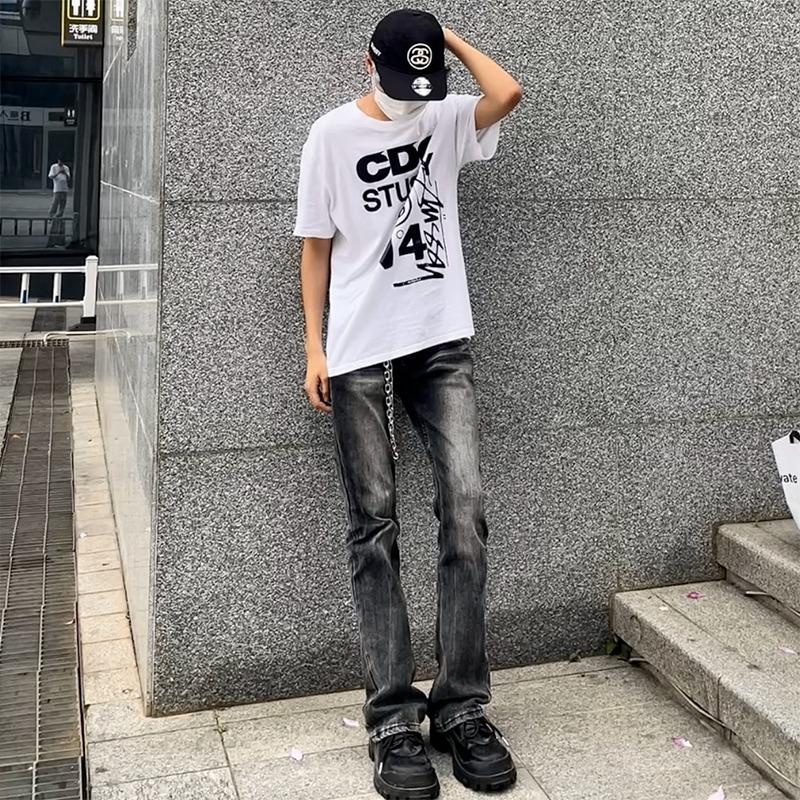 Джинсы мужские JYL Американский цвет глины Узкие Прямые Укороченные Повседневные Деним