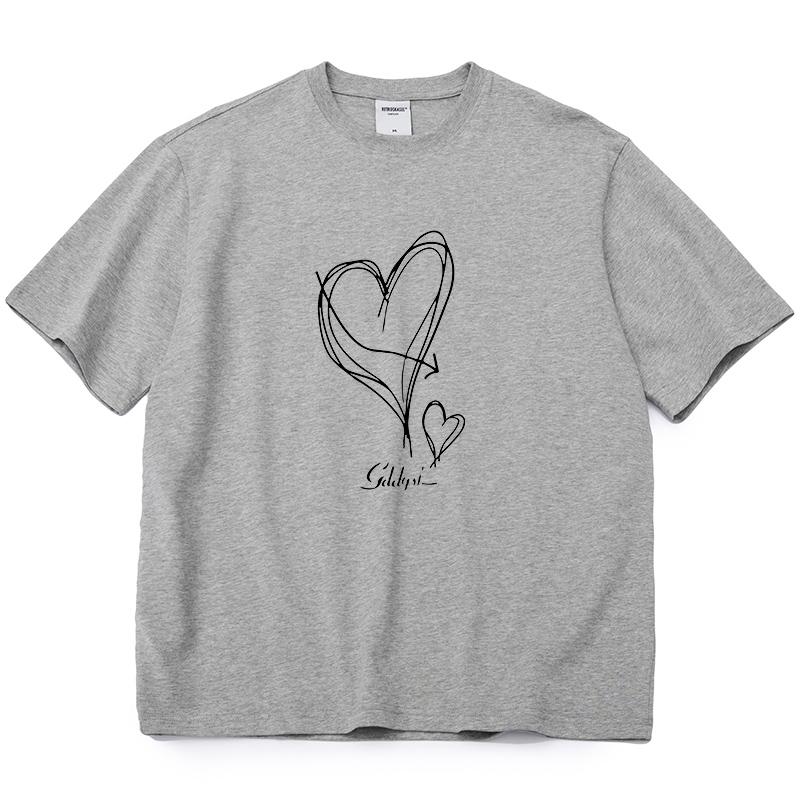 Shellsuning Kawaii футболки с принтом в виде сердца женские летние простые свободные футболки с круглым вырезом повседневные хлопковые женские топы на мягкой основе