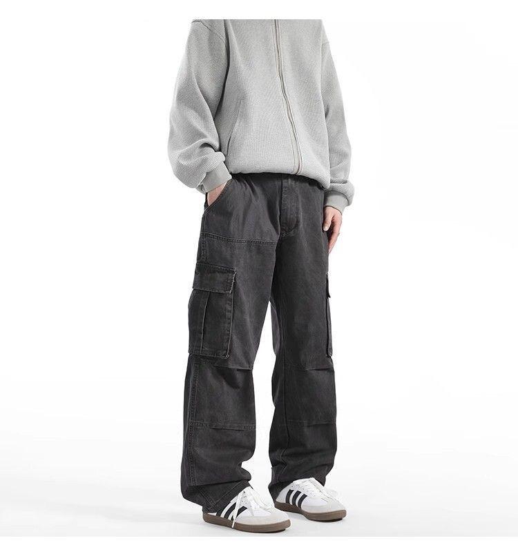 Унисекс брюки карго с несколькими карманами: Осень Хай-стрит Прямые