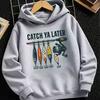Детская толстовка для рыбалки Catch Ya Later с графическим принтом, толстовка для улицы с изображением приманки, розовый пуловер с капюшоном для мальчиков и девочек, повседневная уличная одежда