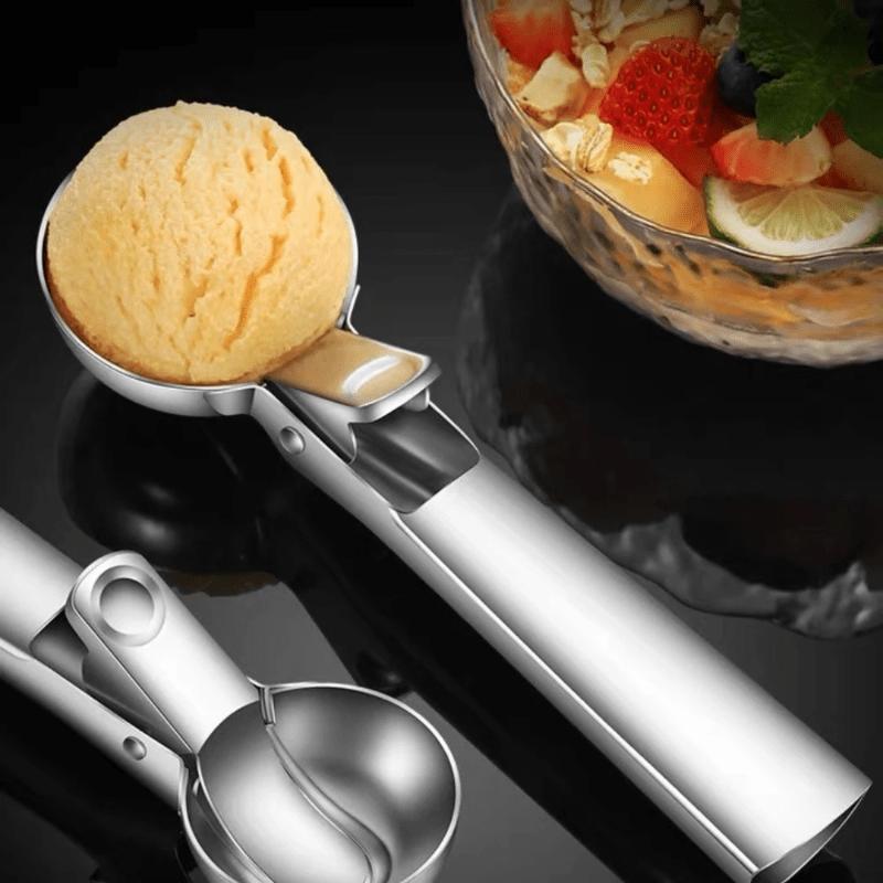 Stainless Steel Ice Cream Scoop with Easy-Trigger Design - Sturdy Comfort Grip, Dishwasher Safe, Perfect for Frozen Desserts and Melon Balls