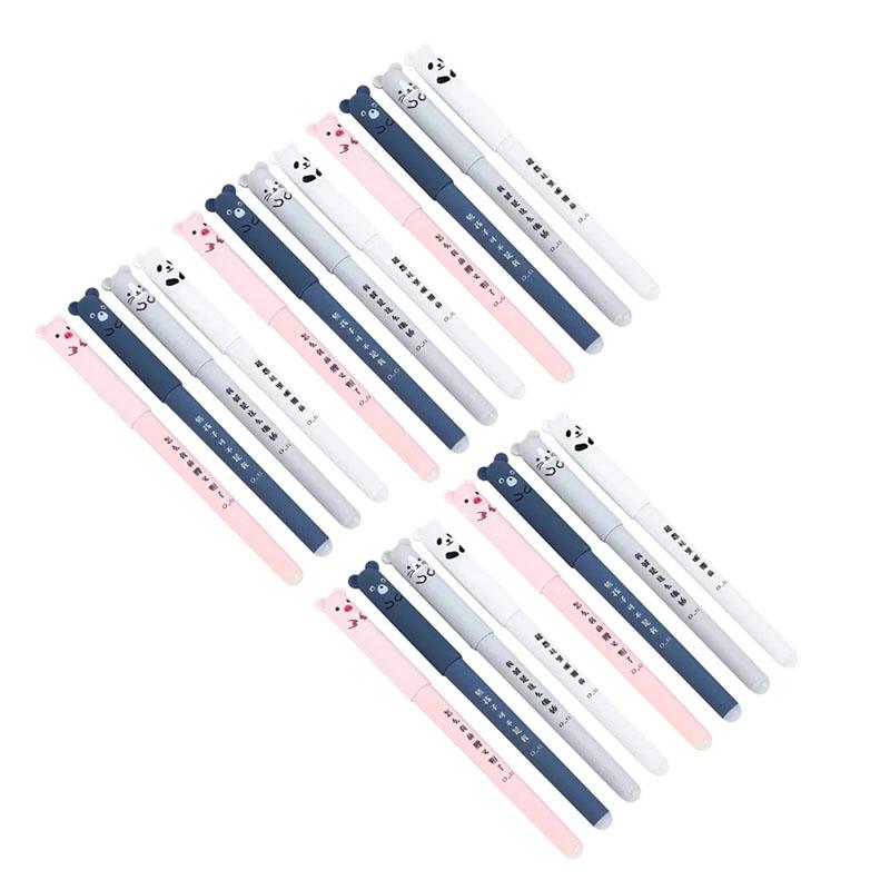 4/8/12/16/20/24pcs Animals Panda Erasable Gel Pen Black Erasable Pen Refills Rods Washable Handle School Supplies Stationery