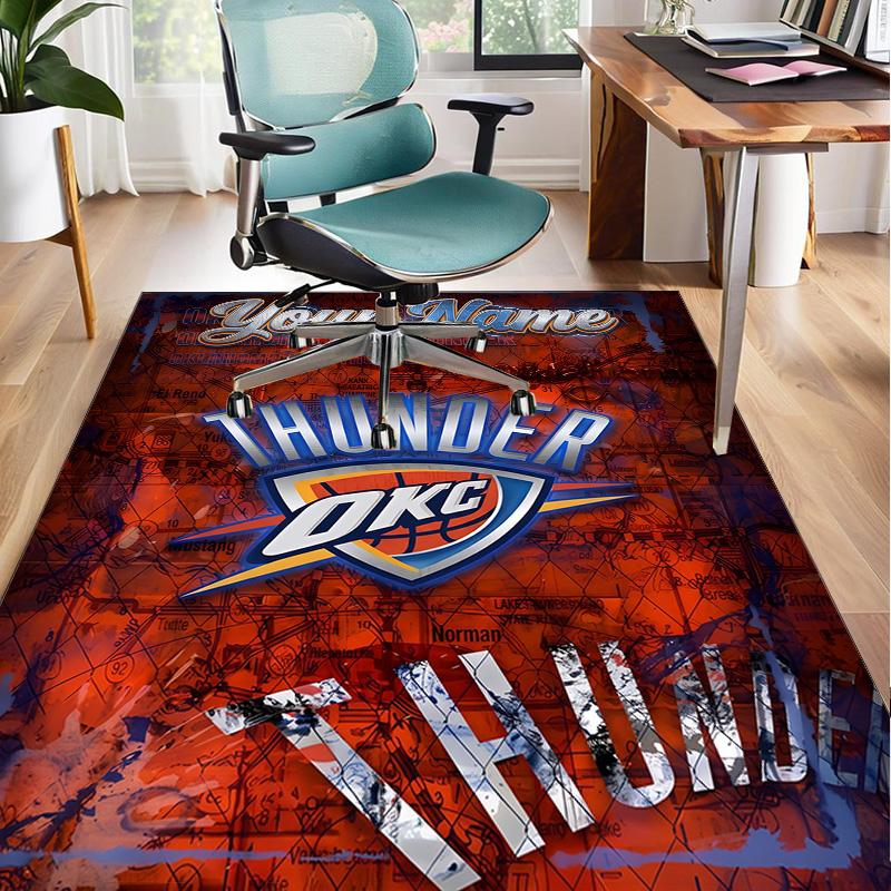 Custom Name Rug Thunder OKC Basketball Area Rug Suitable for Indoor And Outdoor,Carpets for Homes, Offices,Living Rooms,Home Decor,Christmas Gift