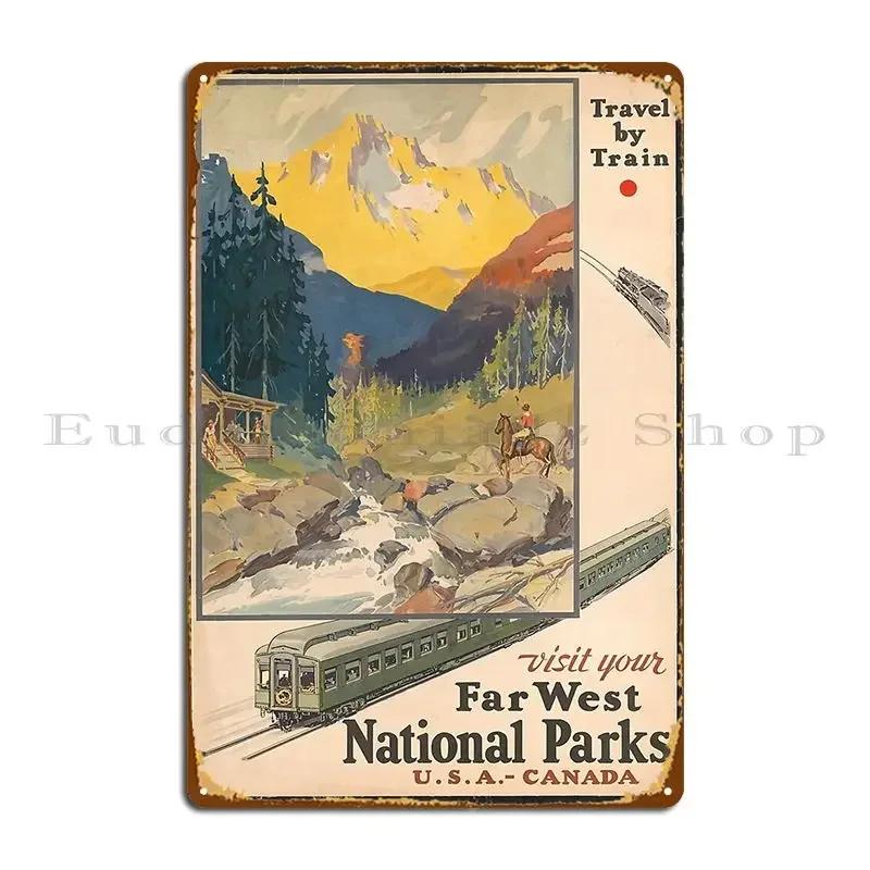 National Parks Travel Vintage Train Travel California Zephyr Canadain Pacific Pacific Railway Peter Ewart Metal Sign Poster