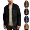 Men's Solid Color Suede Casual Slim Fit Jacket With Pockets Lapel Zipper