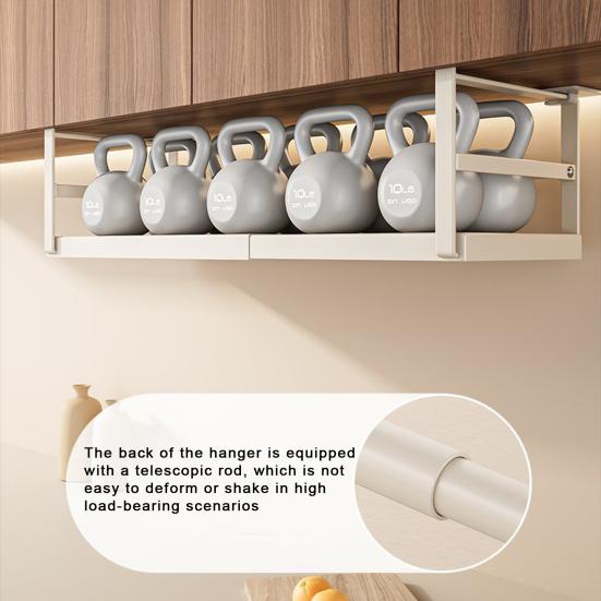 Yousheng Расширяемая полка для хранения под полкой, подвесная, без сверления, выдвижная, органайзер для шкафа под полкой, нержавеющая углеродистая сталь, для кухни, кладовой