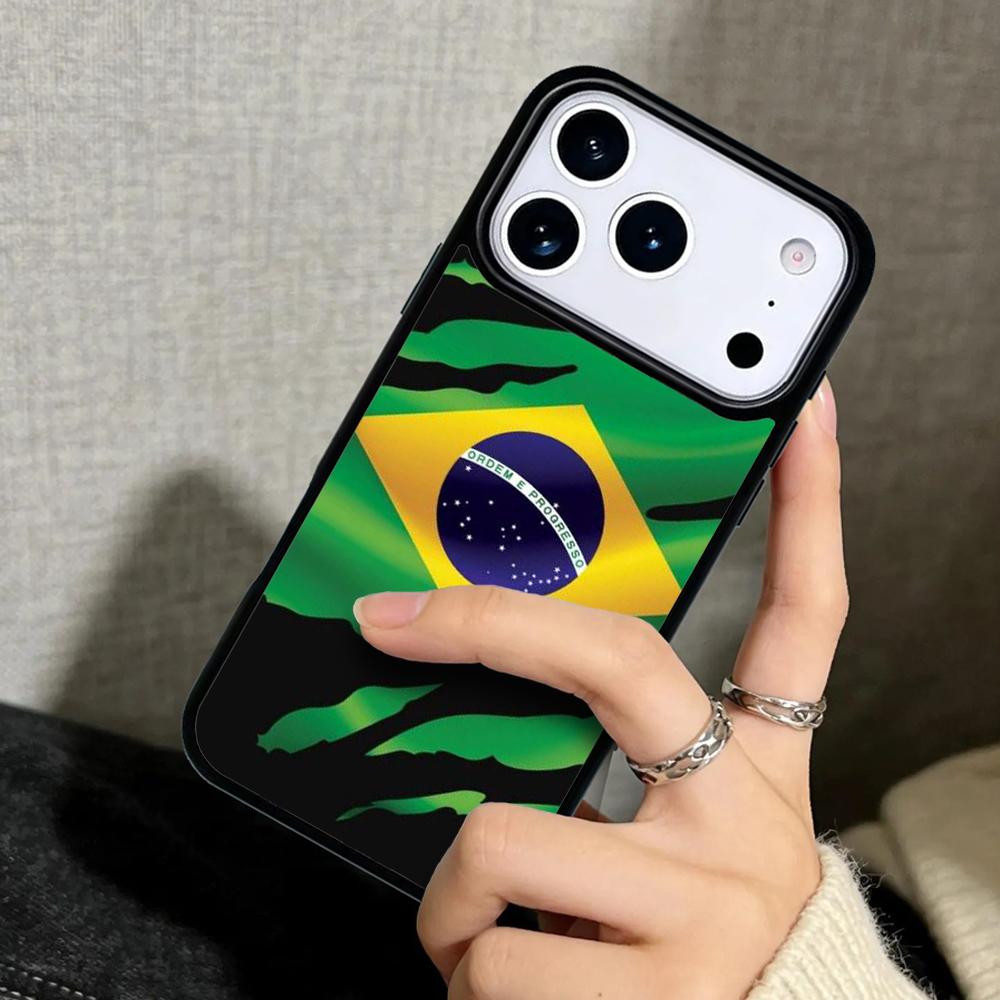Чехол Case для iPhone 17 Air 16 Pro Max 15 Plus 11 13 Mini 14 12 Задняя крышка телефона Бразилия Бразильский футбол