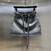 Vintage Denim Pencil Skirt With Flashing Design And Stretch For Summer Chic Women