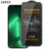 10pcs Full-Screen Diamond-Studded Silkscreen High-Definition Anti-Static Tempered Glass Film
