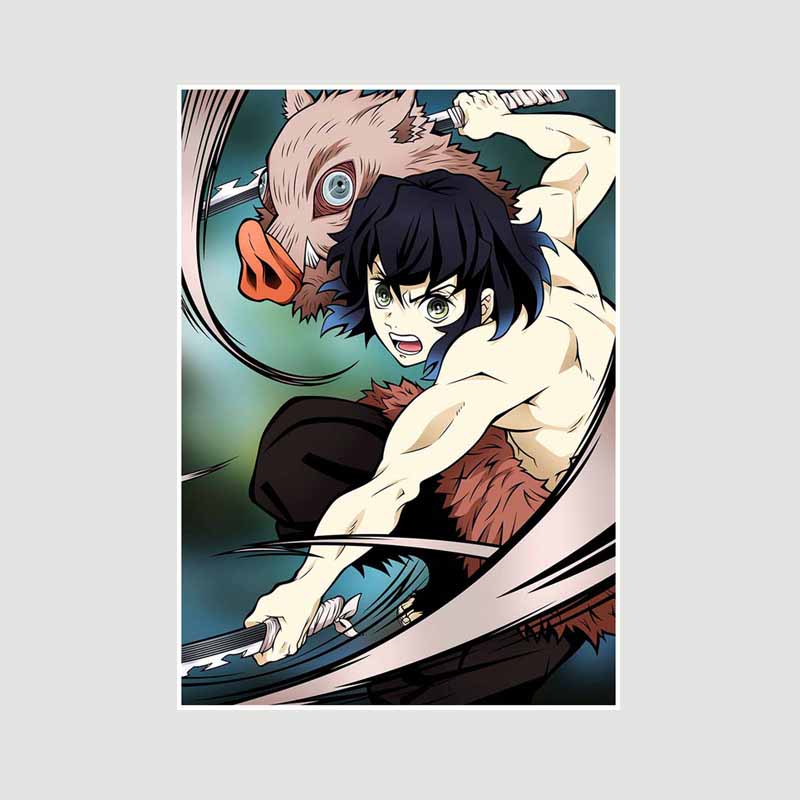Японский комикс фильм «Убийца демонов» поезд «Муген» аниме-постеры Kimetsu No Yaiba Белый бумажный постер Художественная роспись настенное украшение Фреска Домашний декор