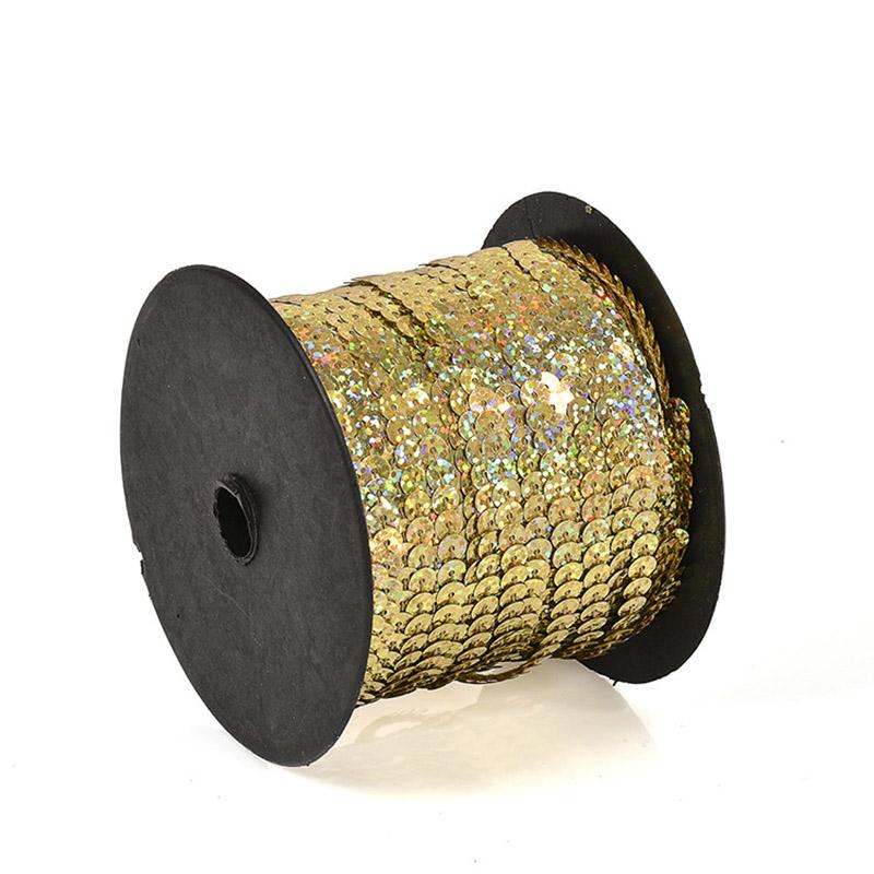 Fashion High Quality Flat Sequin 6mm 5 Yards Trim Lace Sew On Craft Multicolor Trim Strip Costume Sewing