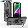 KEYSION Shockproof Case for iPhone 14 Pro Max 13 Soft Silicone+PC Upright Metal Ring Stand Phone Cover for iPhone 14 13 Pro Max