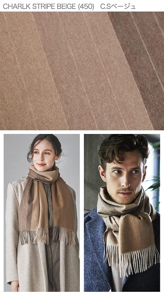 034 OUTLET Cashmere Gradient Border Reversible Scarf Neptune Cashmere Outlet BEIGE [Cashmee] 100% (C.STRIPE (450) C.S Beige)