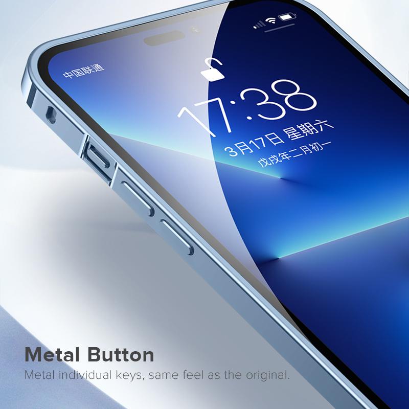 USAMS Матовый полупрозрачный чехол из алюминиевого сплава с металлическим каркасом для iPhone 14 13 12 Pro Max, поддерживающая крышка