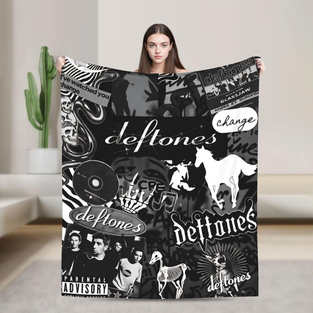 Deftones Металлическая группа Теплое мягкое одеяло Пикник Плюшевый плед Узор Диван Кресло Фланелевая покрывало Покрывало для дивана-кровати
