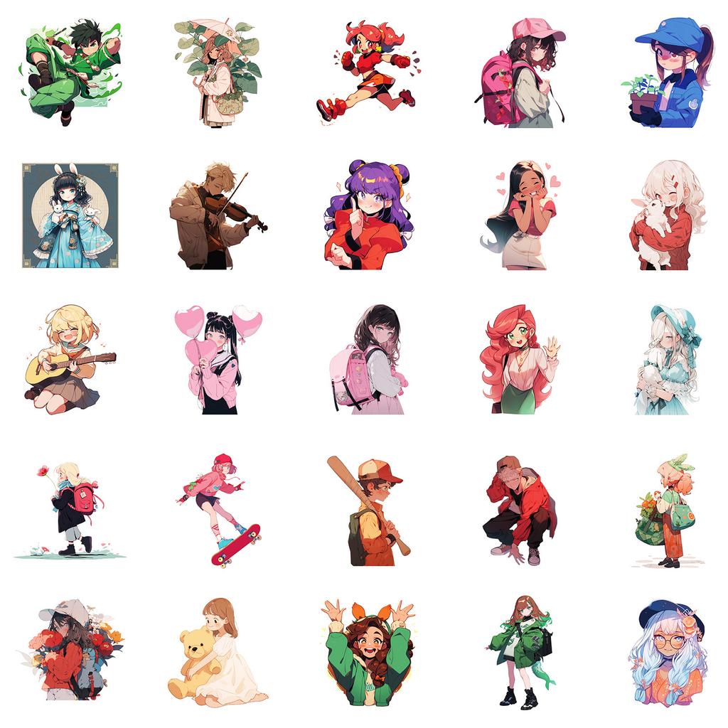 50 наклеек с персонажами в стиле аниме из полипропилена, водонепроницаемые декоративные наклейки, сделай сам, стакан для воды, холодильник, скейтборд, багаж