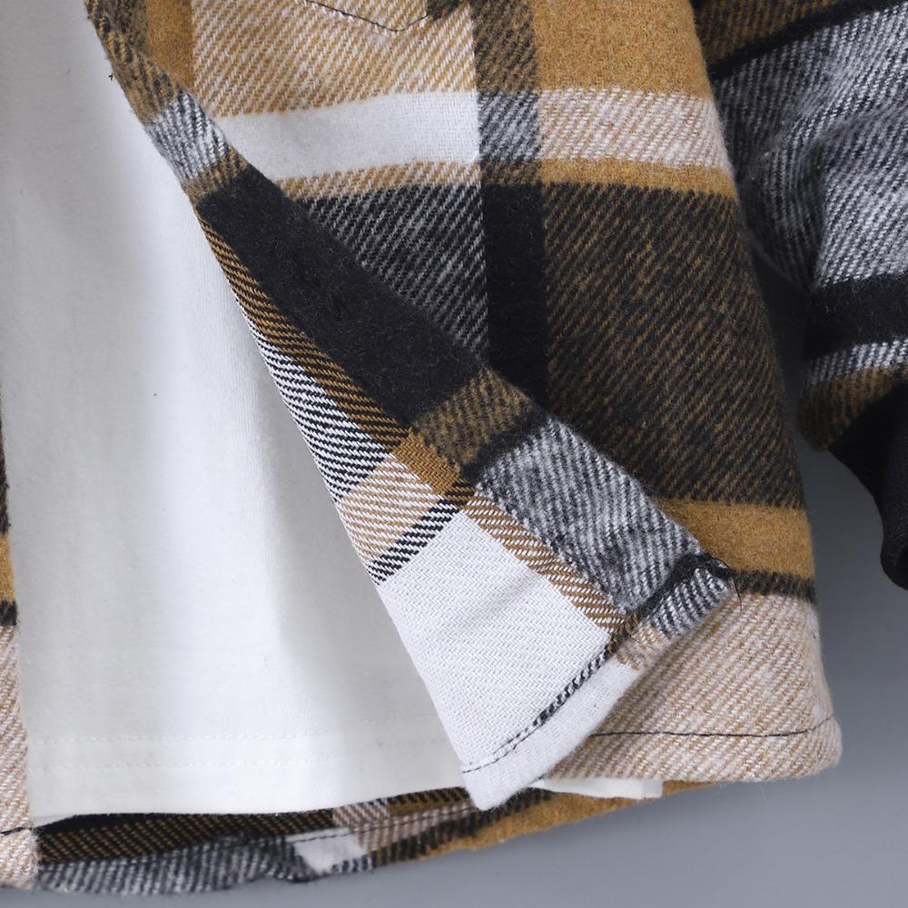 Детская одежда Осень/Зима Комплект из двух предметов для мальчиков: клетчатая толстовка с капюшоном контрастной расцветки и брюки с длинными рукавами (Топ + Брюки)