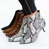 2024 Best-selling Side Zipper Women's Boots New Pointy Heel Ankle Boots Fashion Leopard Print  Women Shoes
