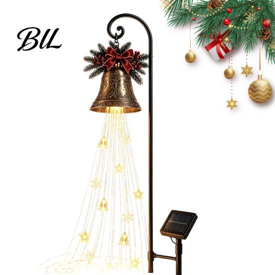 Landscape Lighting for Flower Beds Christmas Bell Cascade Solar Yard Light Decor, Warm White Cascading Garden Decor Holidays Stake Lawn Pathway Front
