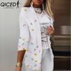 QICED Винтажная повседневная куртка с принтом в клетку и воротником-поло для осени/зимы