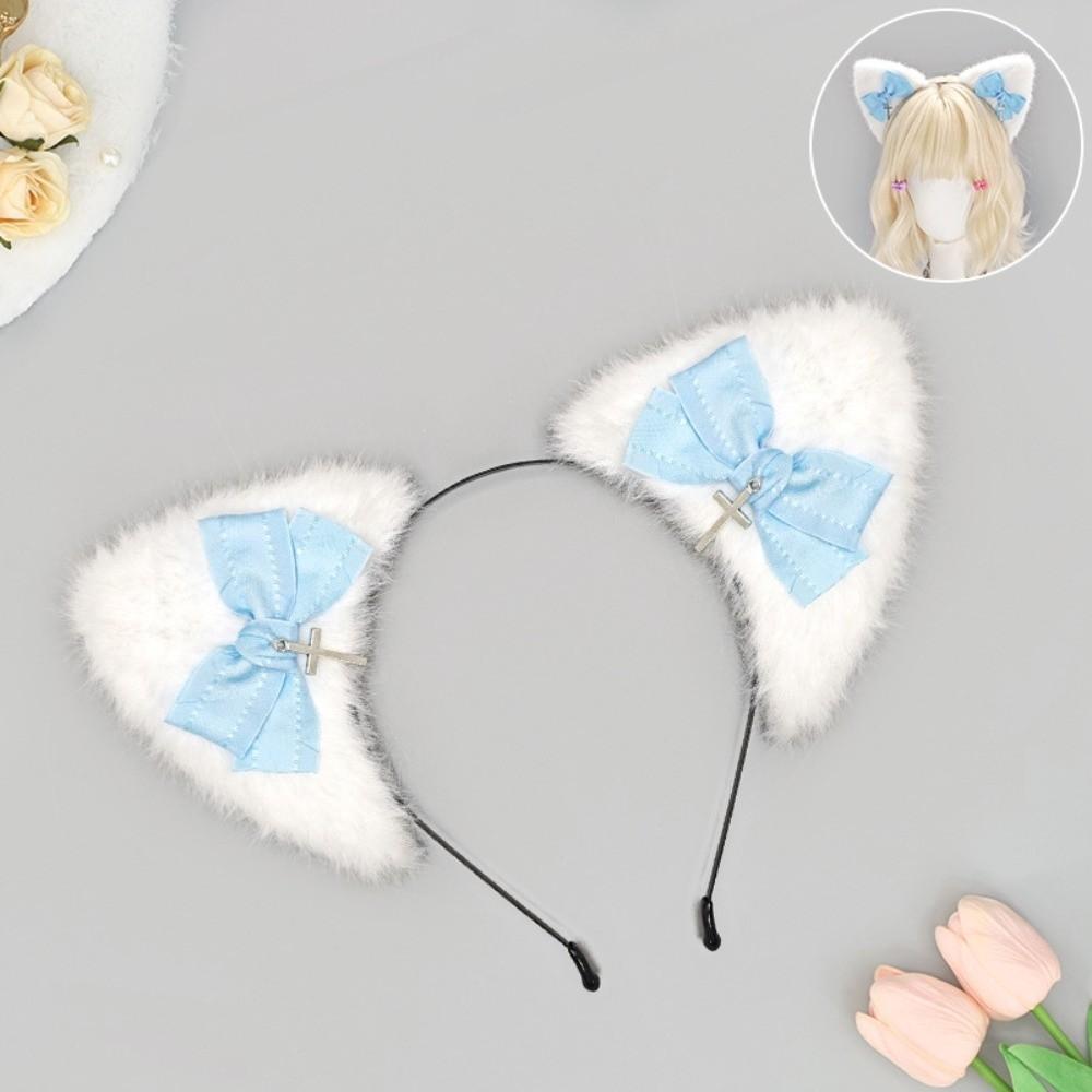 Bowknot Lolita Headwear Plush Furry Hair Band New Cat Ear Headband Cosplay