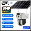 4K 8MP с батареей WiFi беспроводная солнечная домашняя камера IP CCTV видеонаблюдение PTZ, водонепроницаемая, обнаружение людей автоматическое отслеживание сигнализация