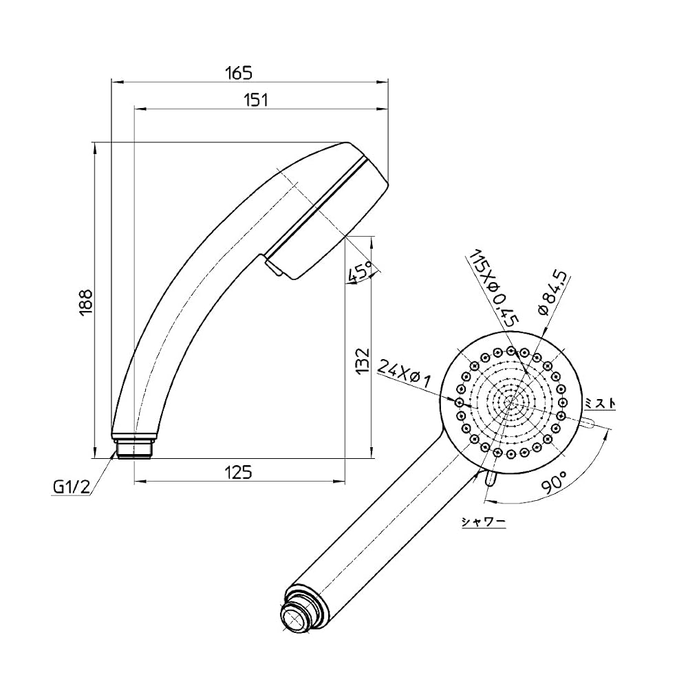 SANEI Mithos Mist Shower Head, Ultra Fine Bubble Generating, Water Flow Switching, Skin Care, Water