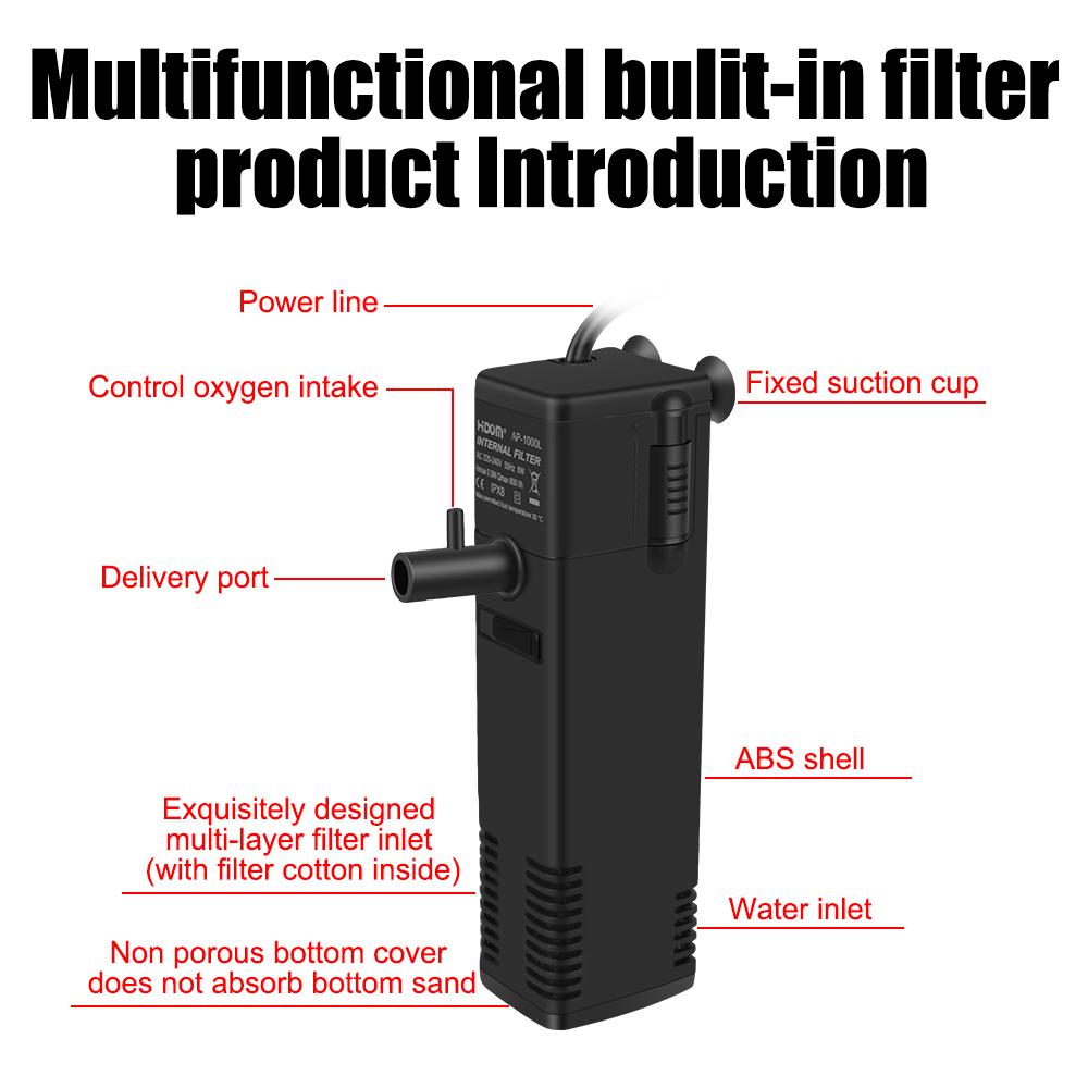 Fish Tank Accessories Aquarium Fish Tank Oxygen Increasing Pump Turtle Tank Filter Low Level Water Submersible Water Filter Pump EU Plug