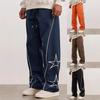 Весенне-осенние новые мужские брюки повседневная мода вышитые европейский и американский уличный тренд спортивные леггинсы для мужчин