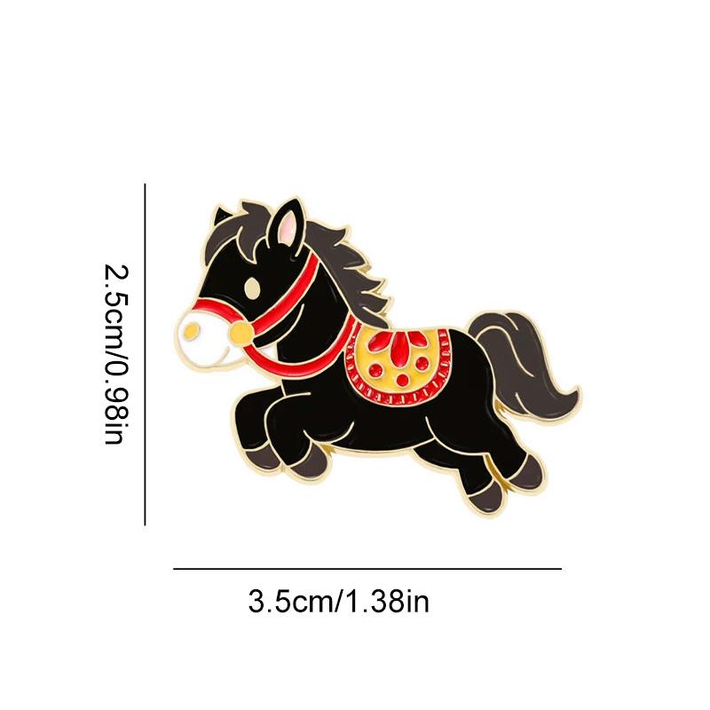 1 шт. Брошь в виде лошади, подарок на Новый год, аксессуары для одежды с животными, 2026, цинковый сплав, мультяшный, разноцветный, эмблема зодиака, булавка для свитера