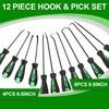 12-Piece Pick And Hook Tools Set, Pick Tool Set Car Auto Oil Seal/O-Ring Seal Gasket Pick Hooks Puller Remove, Long And Mini Pick Tool Set